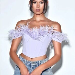 Purple Embellished Bustier Crop Top